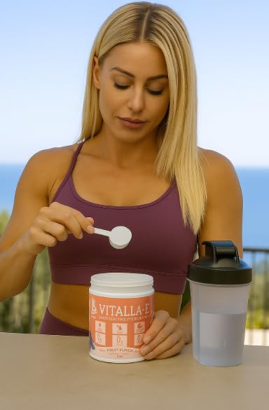 VITALLA-E Daily Electrolyte Powder Drink Mix (Sugar Free) – Fruit Punch, 10.16 oz / 90 Servings – Hydration Powder with 6 Key Electrolytes and Trace Minerals – Keto Friendly, Non-GMO