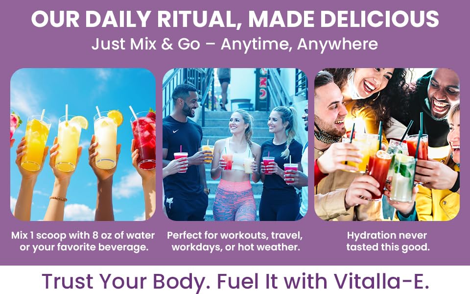 VITALLA-E Daily Electrolyte Powder Drink Mix (Sugar Free) – Grape, 10.16 oz / 90 Servings – Hydration Powder with 6 Key Electrolytes and Trace Minerals – Keto Friendly, Non-GMO