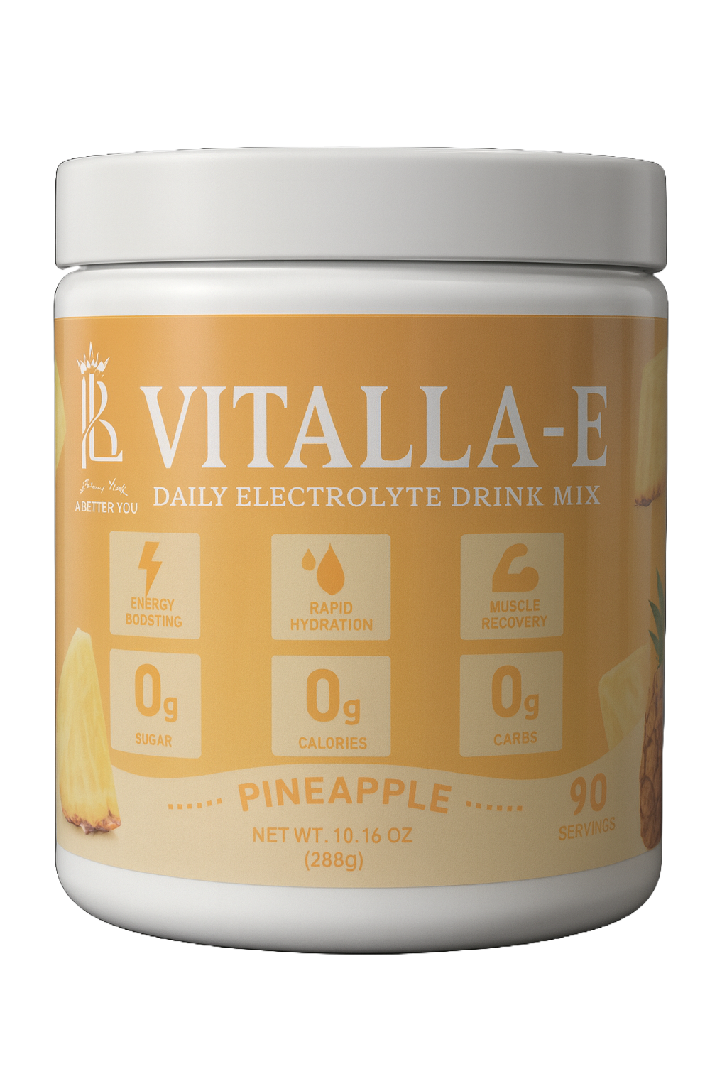VITALLA-E Daily Electrolyte Powder Drink Mix (Sugar Free) – Pineapple, 10.16 oz / 90 Servings – Hydration Powder with 6 Key Electrolytes and Trace Minerals – Keto Friendly, Non-GMO