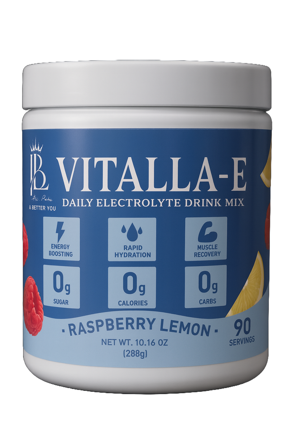VITALLA-E Daily Electrolyte Powder Drink Mix (Sugar Free) – Raspberry Lemon, 10.16 oz / 90 Servings – Hydration Powder with 6 Key Electrolytes and Trace Minerals – Keto Friendly, Non-GMO