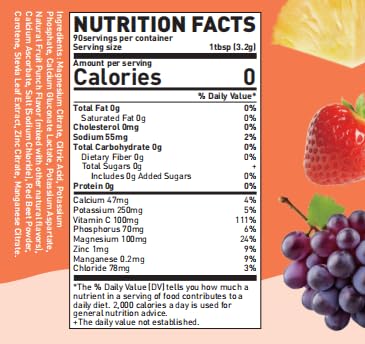 VITALLA-E Daily Electrolyte Powder Drink Mix (Sugar Free) – Fruit Punch, 10.16 oz / 90 Servings – Hydration Powder with 6 Key Electrolytes and Trace Minerals – Keto Friendly, Non-GMO