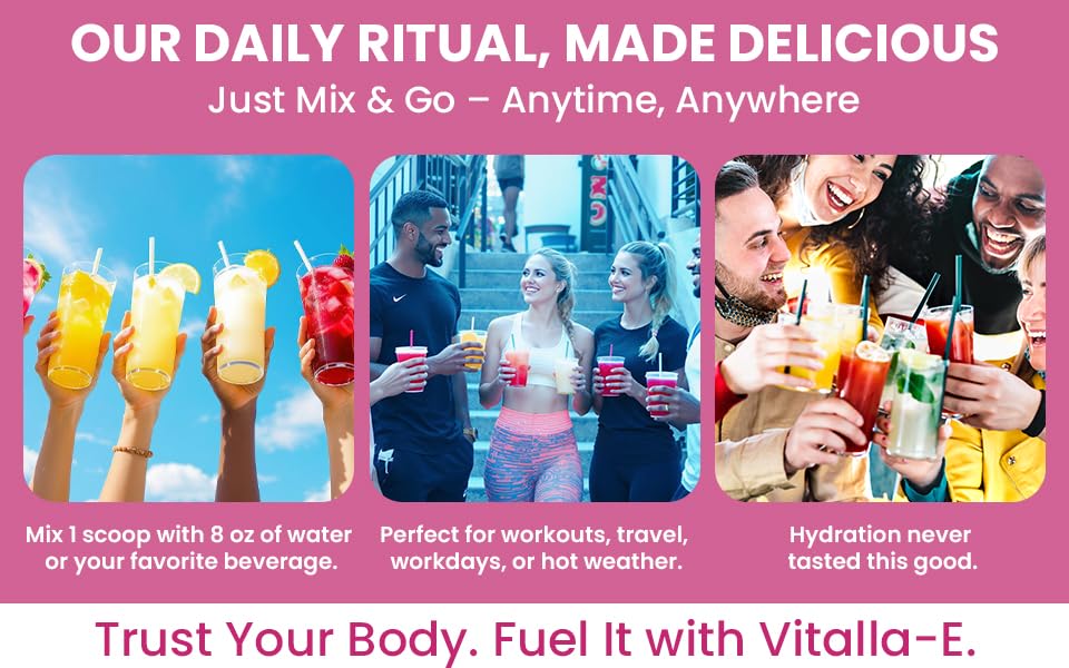 VITALLA-E Daily Electrolyte Powder Drink Mix (Sugar Free) – Raspberry, 10.16 oz / 90 Servings – Hydration Powder with 6 Key Electrolytes and Trace Minerals – Keto Friendly, Non-GMO