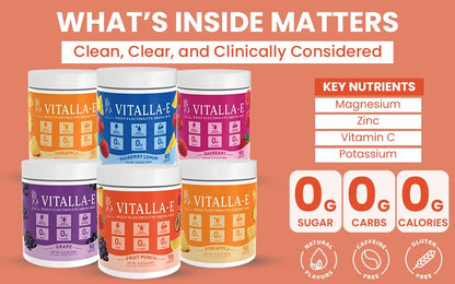 VITALLA-E Daily Electrolyte Powder Drink Mix (Sugar Free) – Fruit Punch, 10.16 oz / 90 Servings – Hydration Powder with 6 Key Electrolytes and Trace Minerals – Keto Friendly, Non-GMO