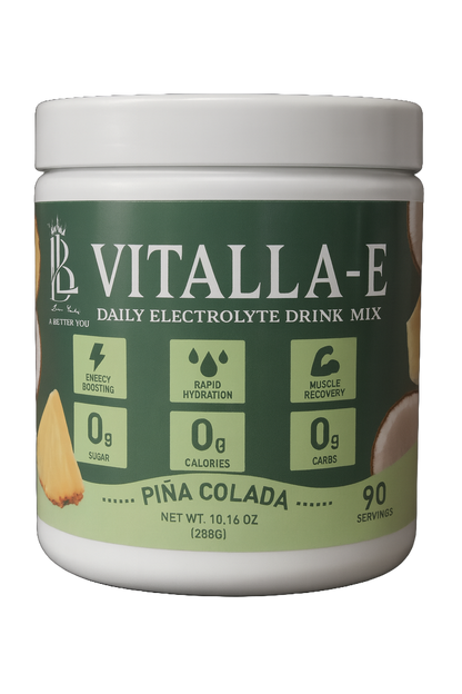 VITALLA‑E Electrolyte Powder Drink Mix – Sugar-Free, Zero Calorie Hydration – Pina Colada Flavor, 90 Servings – Keto Friendly, 6 Key Electrolytes, Non-GMO
